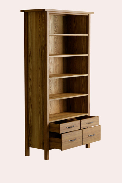 Milton 4 Drawer Single Bookcase in Oak - 3345132