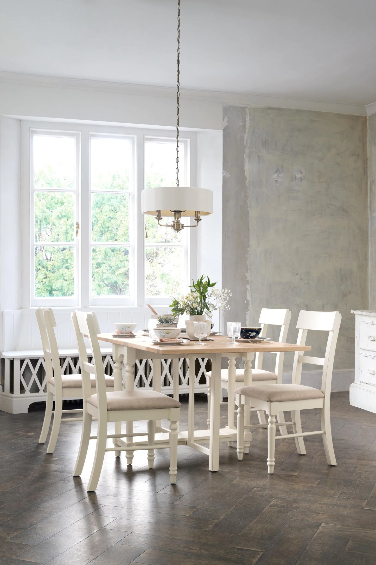 Dining room with wooden table and chairs