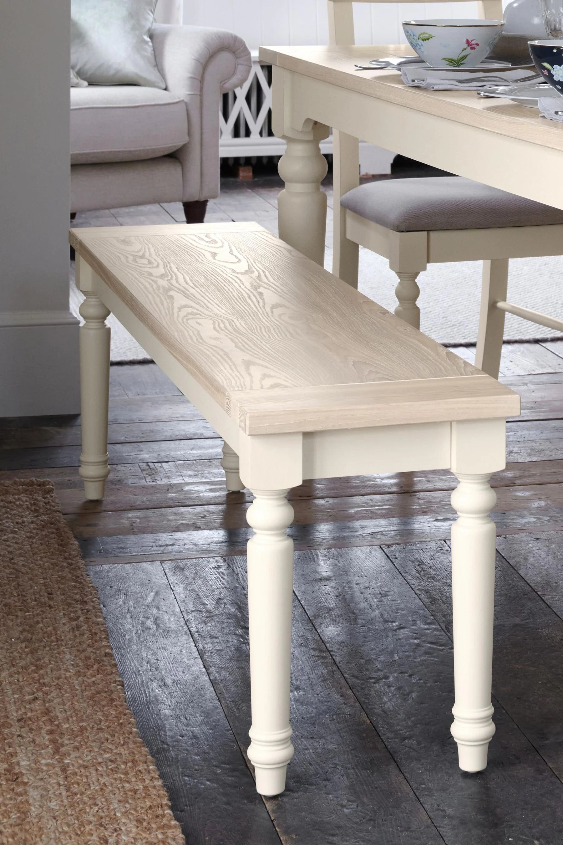 Laura Ashley Dorset Dining Bench in White - 3746744 - White Bear Furnishings