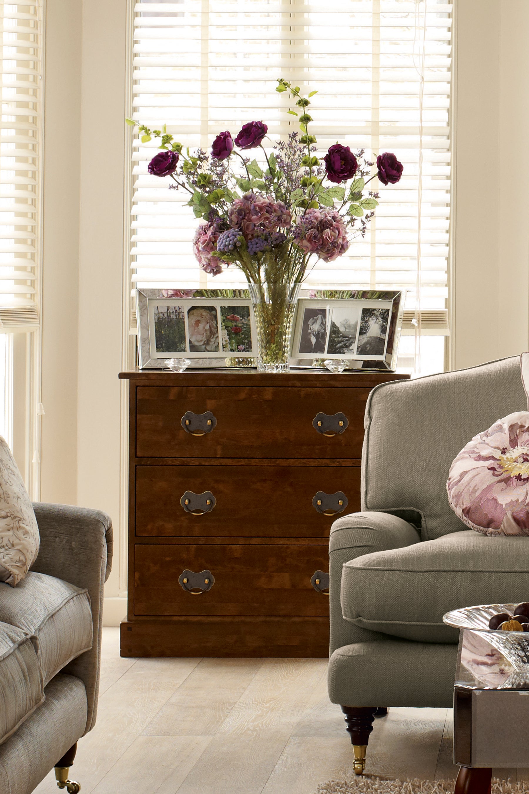 Laura Ashley Garrat 3 Drawer Chest in Dark Chestnut - 3553047 - White Bear Furnishings