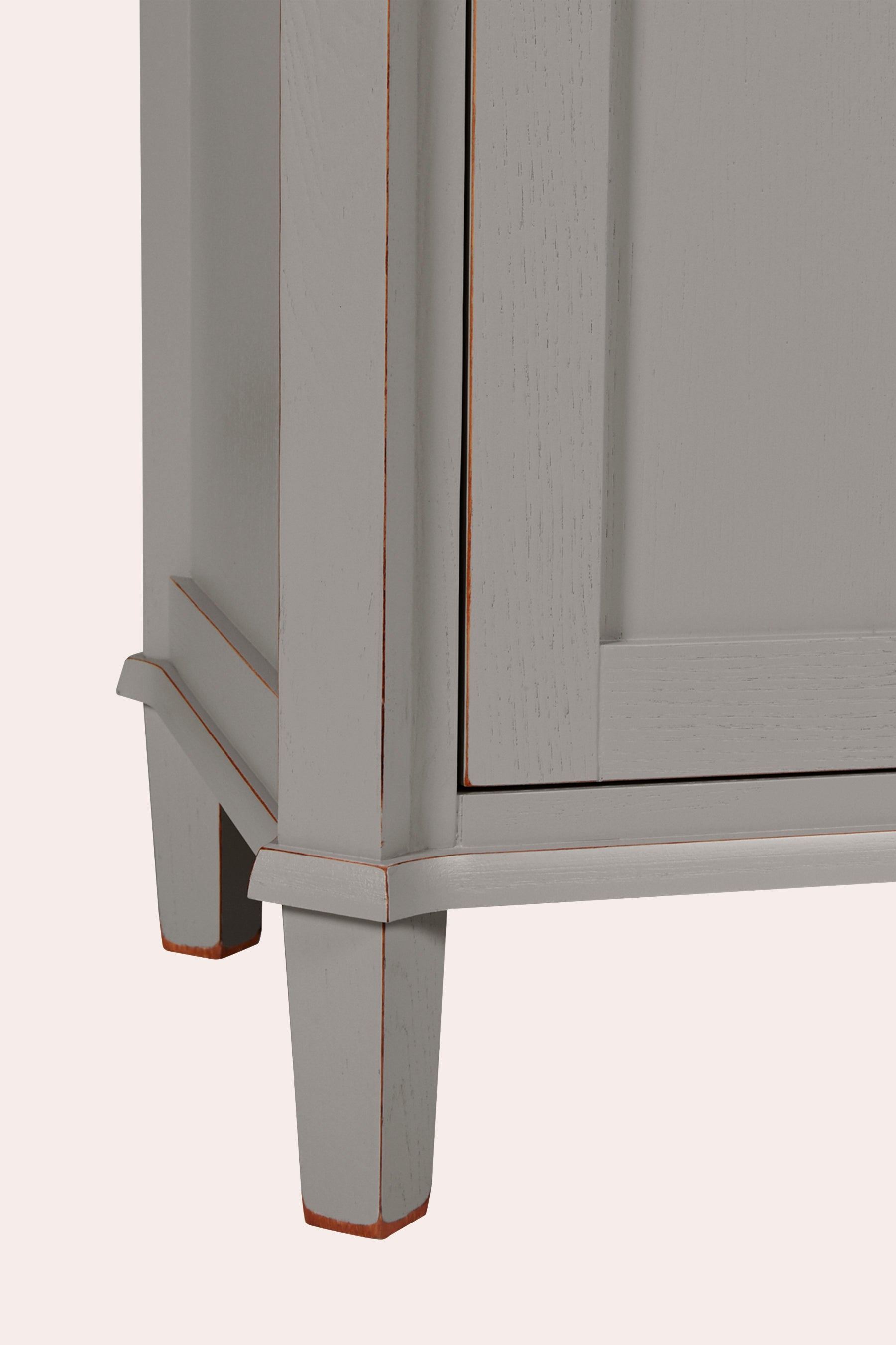 Gray wooden cabinet with a smooth finish on a white background