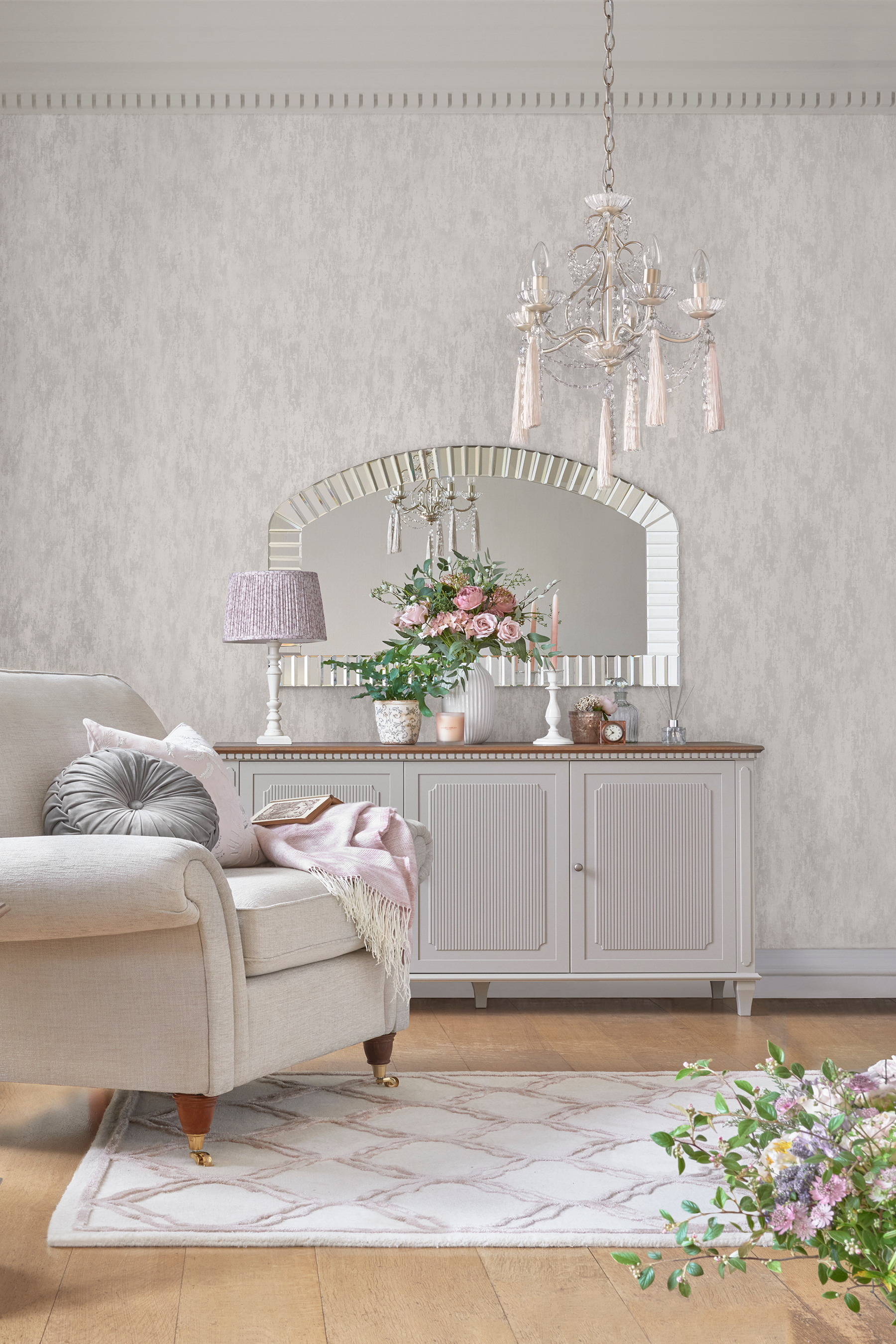 Laura Ashley Hanover 3 Door Sideboard in Pale French Grey - 3746919 - White Bear Furnishings