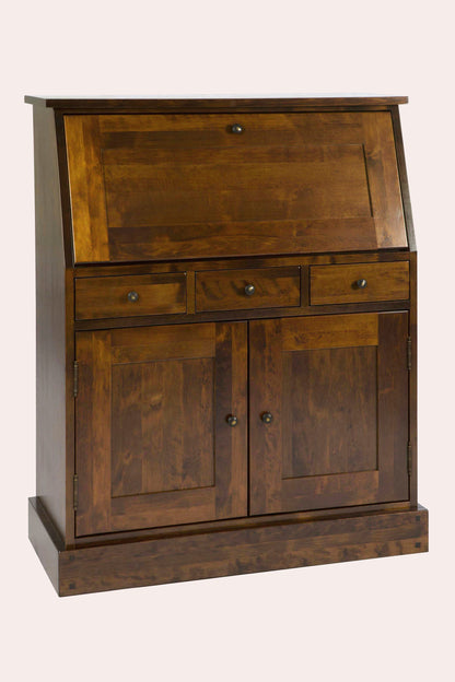 Wooden cabinet with drawers and doors on a white background