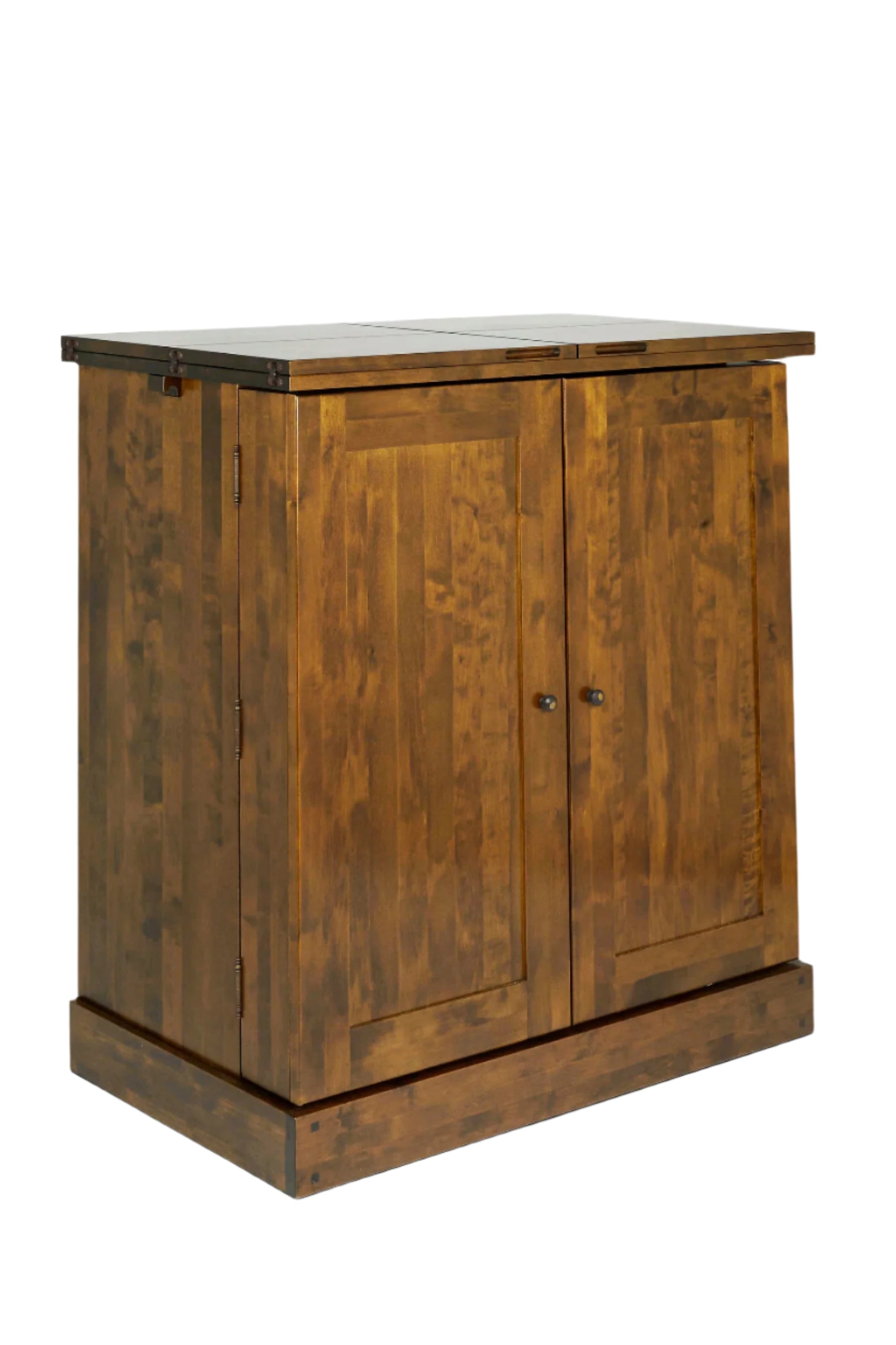 Wooden cabinet with a white background
