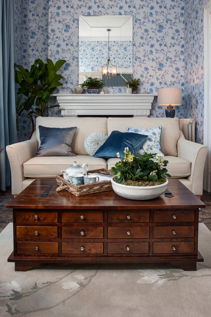 Laura Ashley Garrat 12 Drawer Coffee Table in Dark Chestnut - 1181890 - White Bear Furnishings