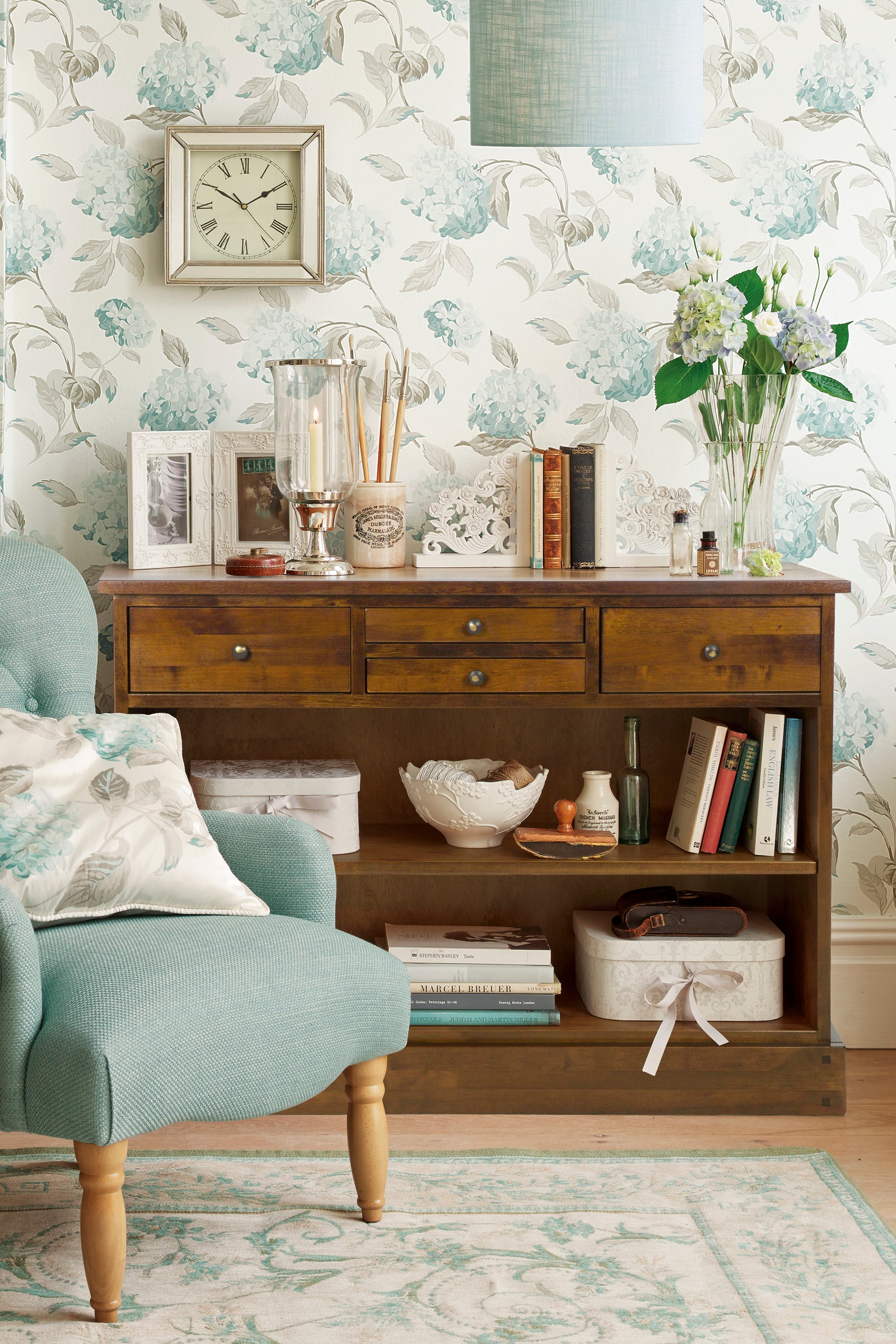 Laura Ashley Garrat 4 Drawer Console Table in Dark Chestnut - 3395731 - White Bear Furnishings