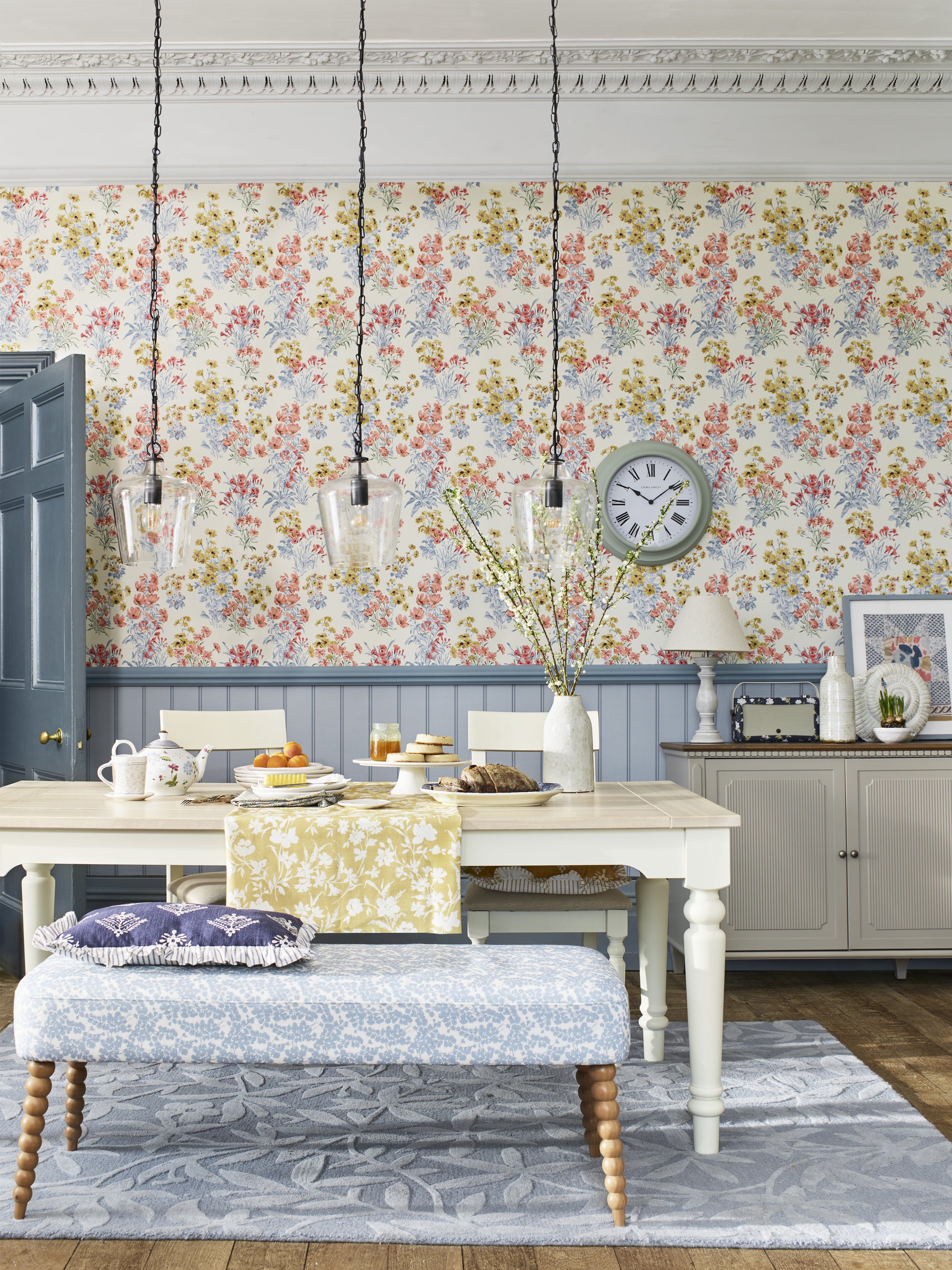 Laura Ashley Dorset Fixed Dining Table in White - 3692018 - White Bear Furnishings