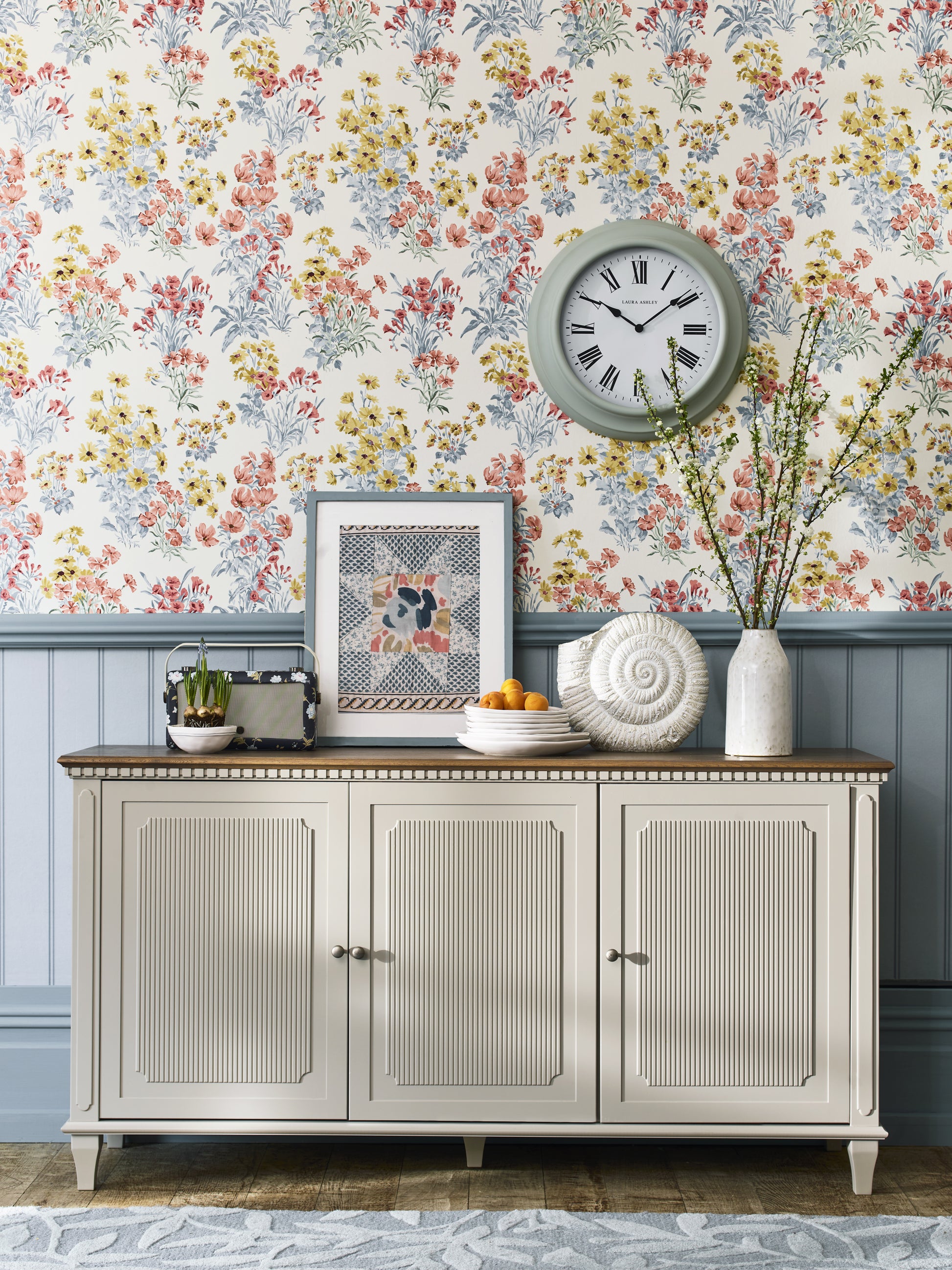 Laura Ashley Hanover 3 Door Sideboard in Pale French Grey - 3746919 - White Bear Furnishings