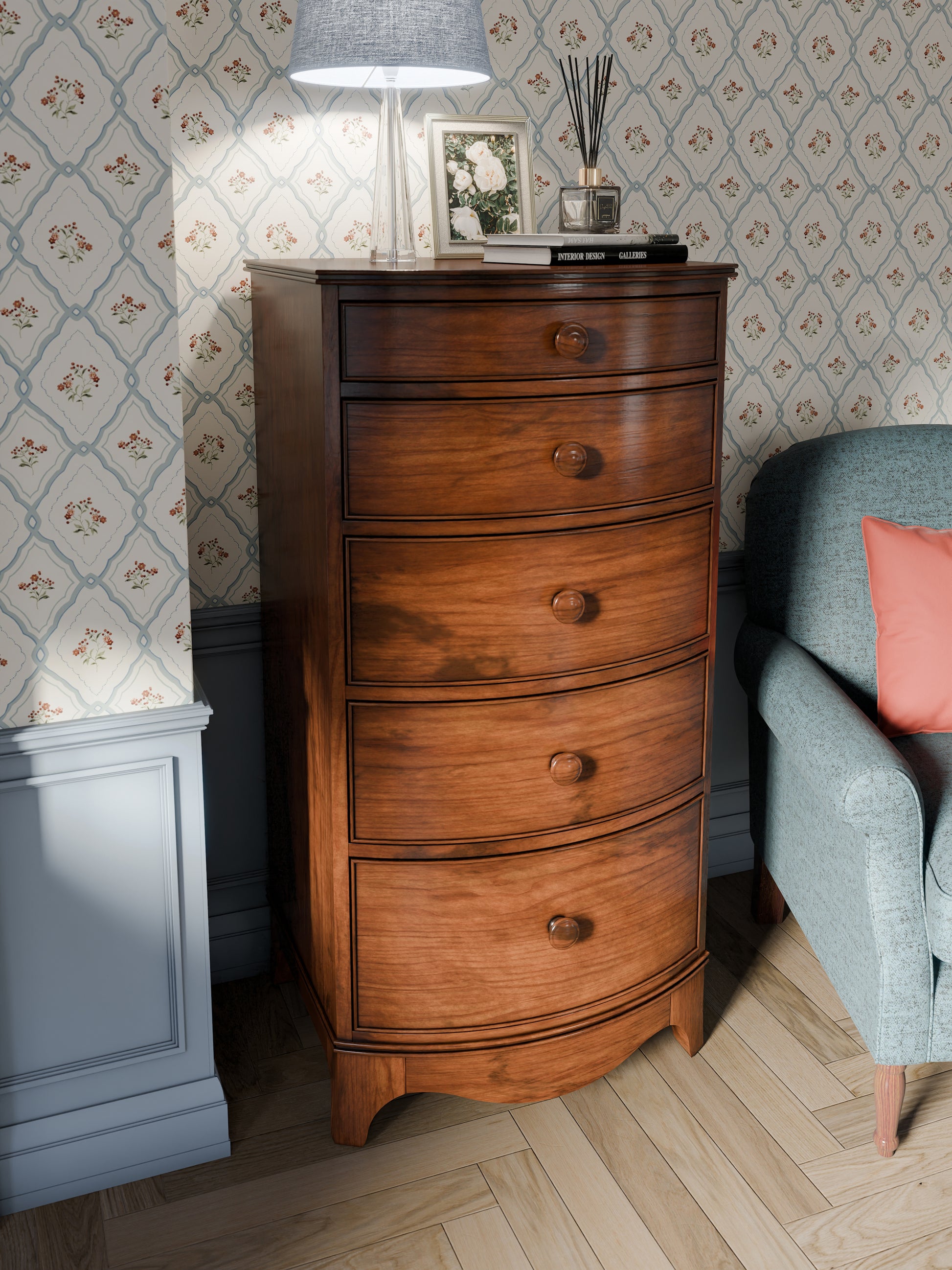 Laura Ashley Broughton Dark 5 Drawer Tall Chest	Dark - 3506326 - White Bear Furnishings