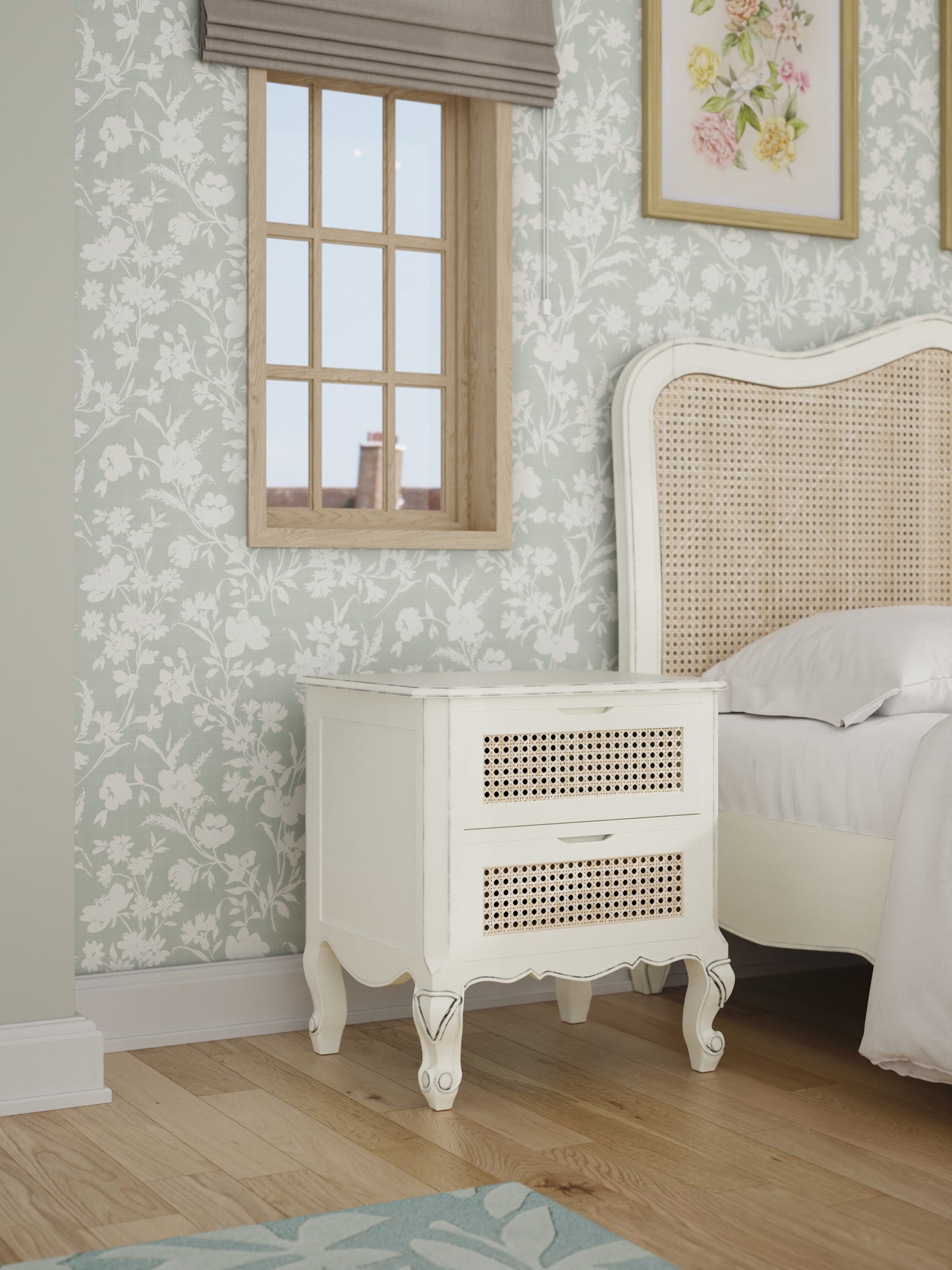 Laura Ashley Montpellier 2 Drawer Bedside Chest in Black, Walnut or Ivory