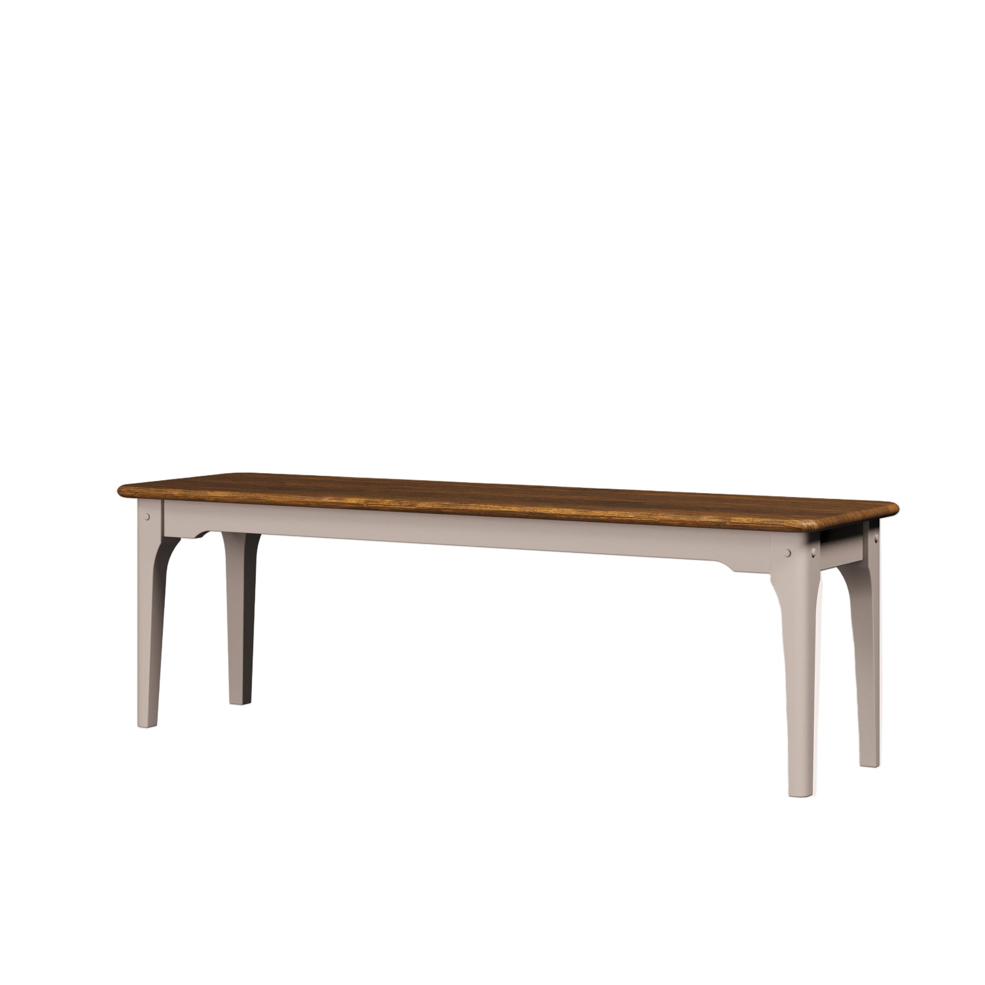 Wooden table with white base on a light beige background
