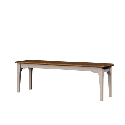 Wooden table with white base on a light beige background
