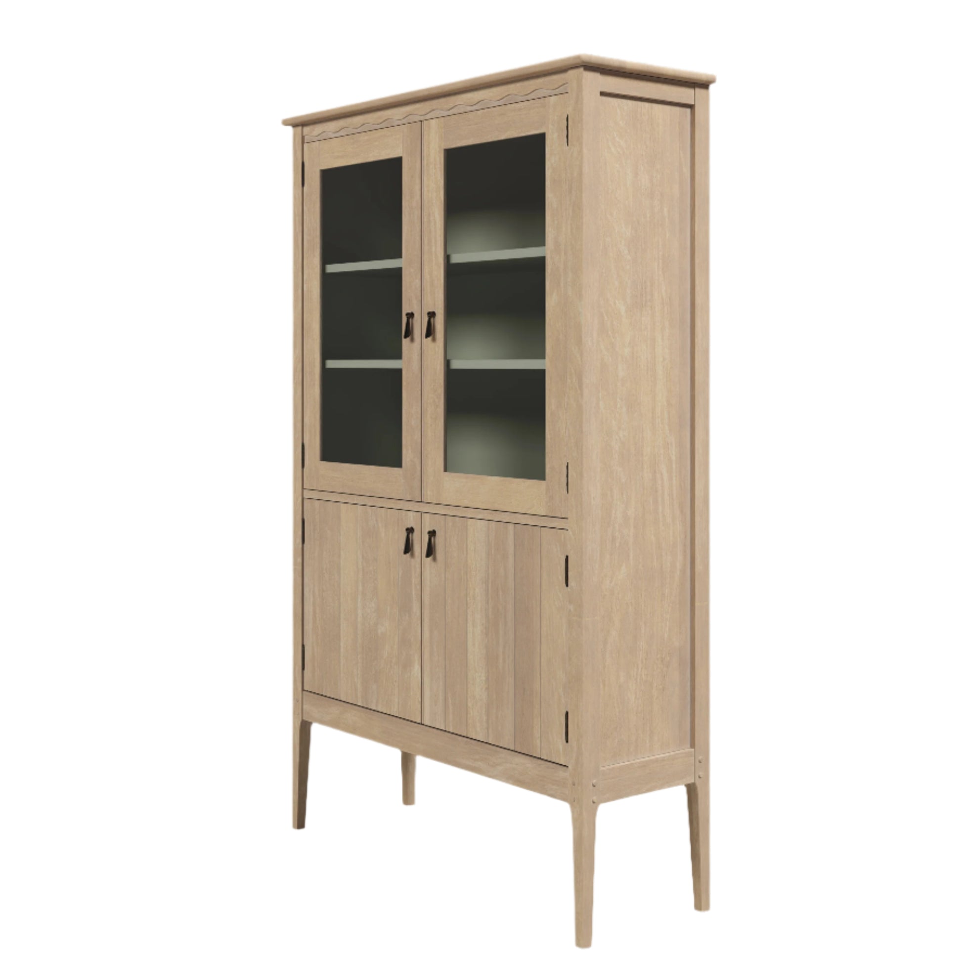 Laura Ashley Calford Washed Oak 4 Door Glazed Cabinet - 3271001 - White Bear Furnishings