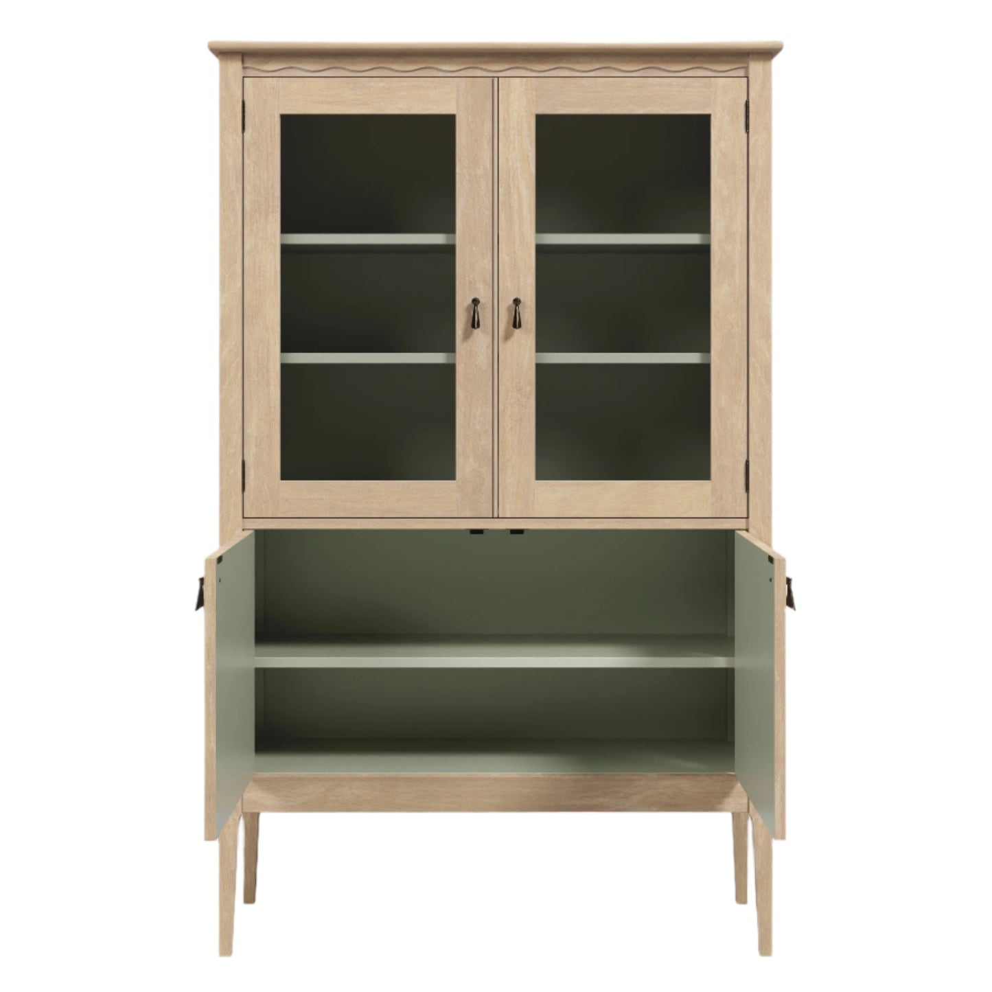Laura Ashley Calford Washed Oak 4 Door Glazed Cabinet - 3271001 - White Bear Furnishings