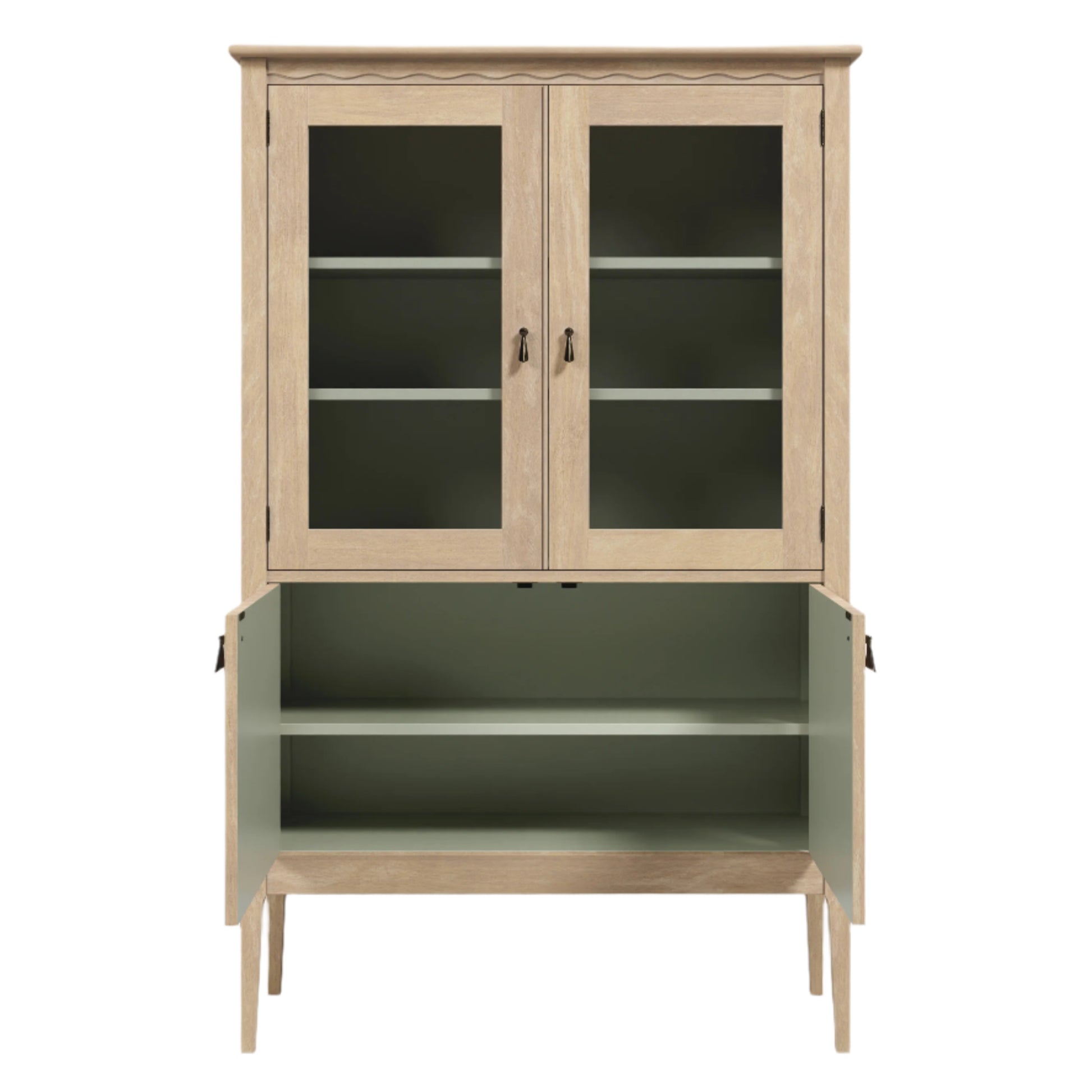 Laura Ashley Calford Washed Oak 4 Door Glazed Cabinet - 3271001 - White Bear Furnishings