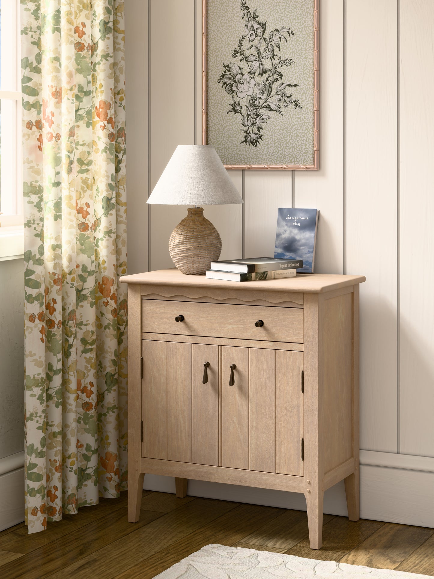 Calford Washed Oak 2 Drawer 1 Door Cabinet	- 3271003