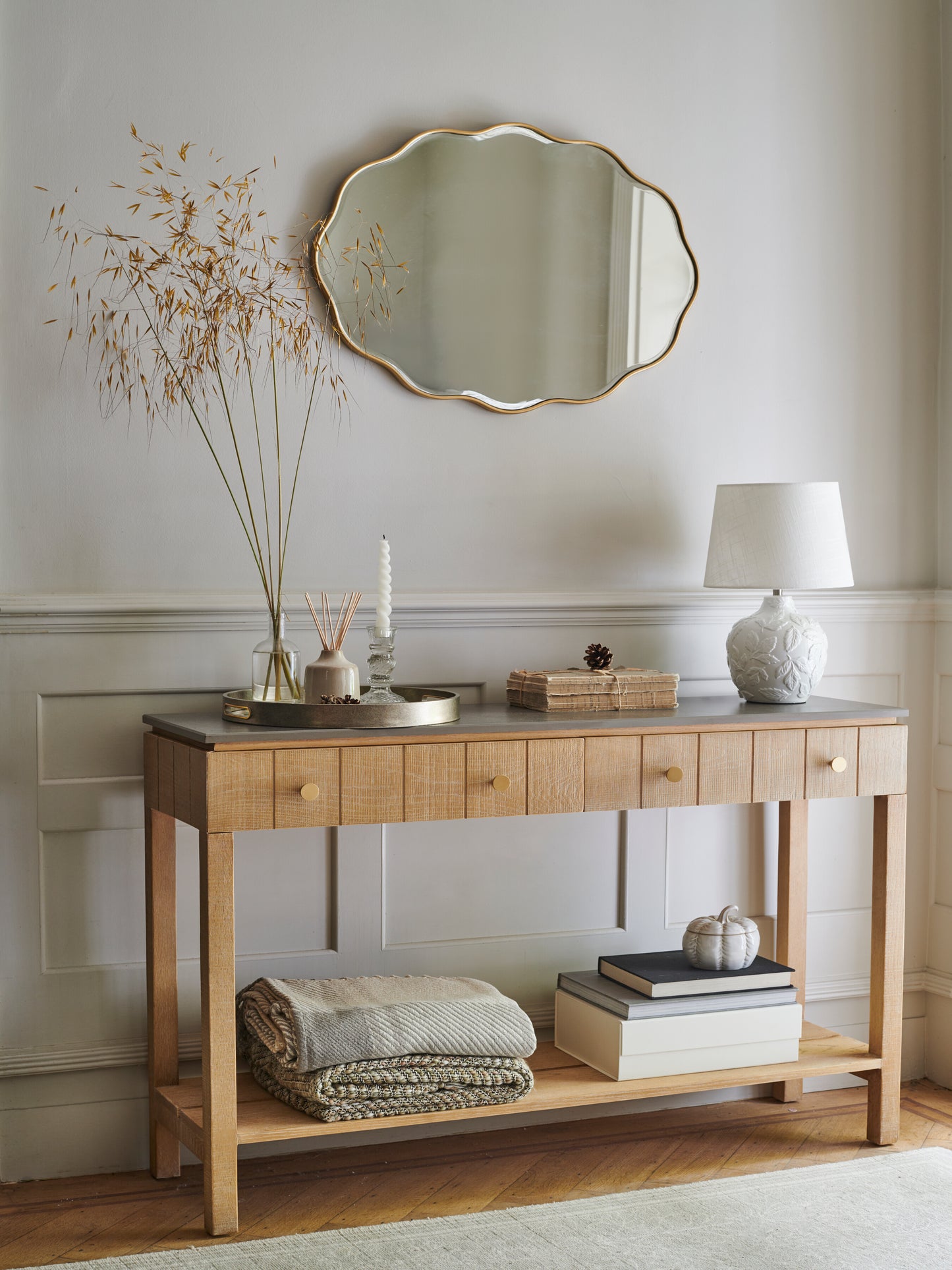 Laura Ashley Braystone Washed Oak 2 Drawer Console Table - 3251006