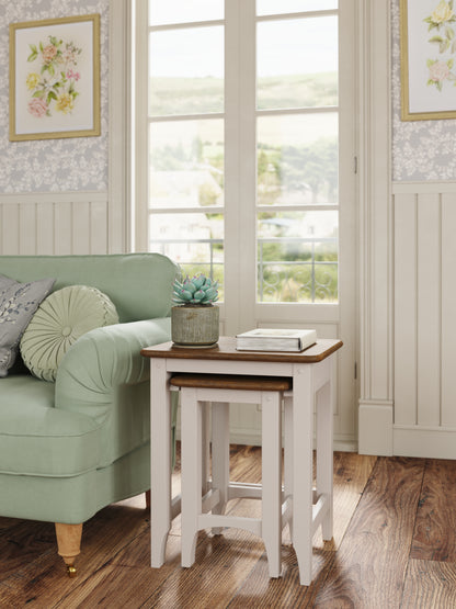 Laura Ashley Hapton Nest of 2 Tables in Soft Truffle and Dark Chesnut - 3311008