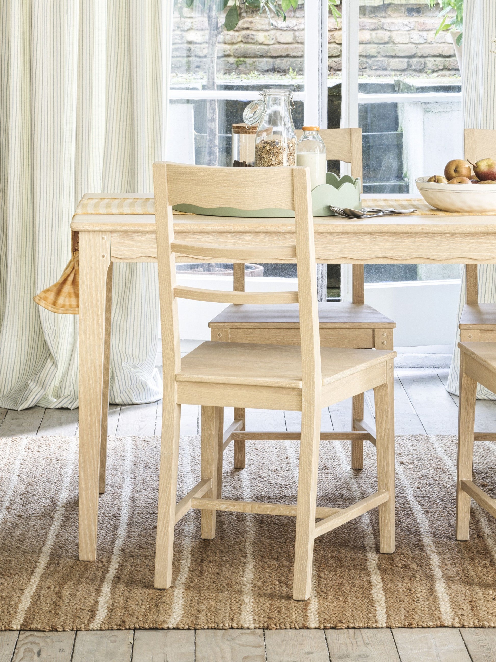 Laura Ashley Washed Oak Pair of Dining Chairs - 3271006 - White Bear Furnishings