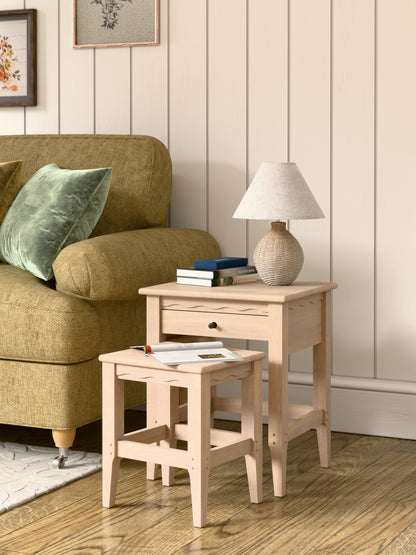 Calford Washed Oak  1 Drawer Nest of Tables - 3271008