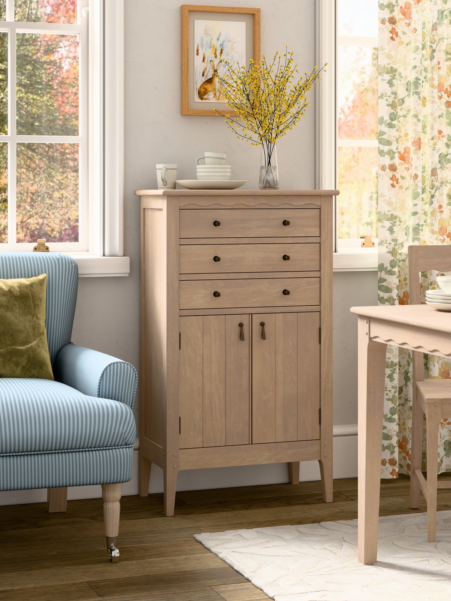 Calford Washed Oak 2 Door 3 Drawer Cabinet - 3271002