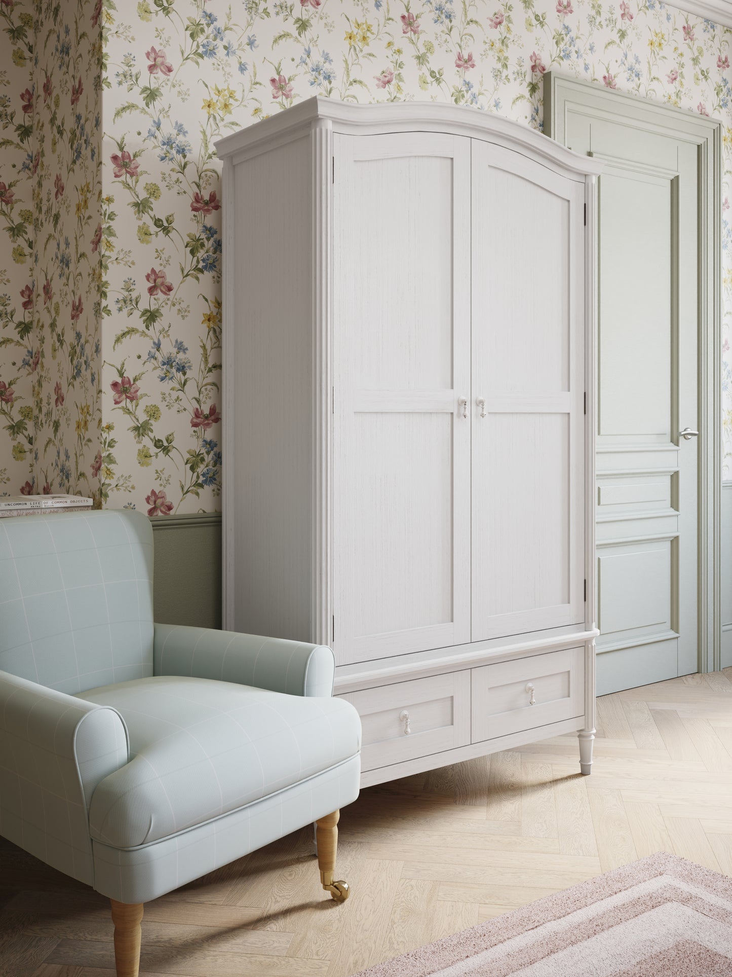 Laura Ashley Bramford Whitewashed Oak 2 Door 2 Drawer Wardrobe - 3222200