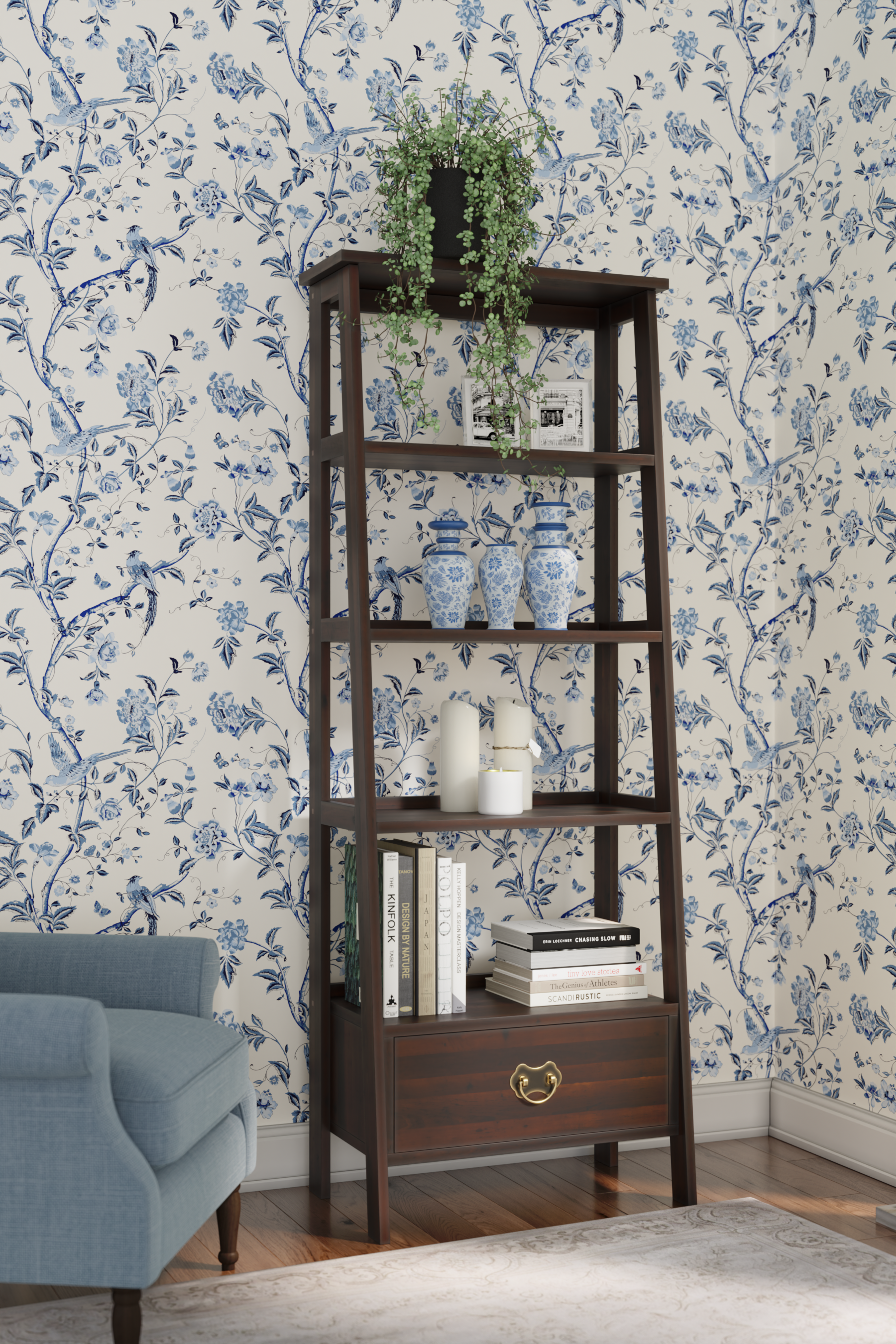 Laura Ashley Garrat Ladder Shelving Unit in Dark Chestnut - 3535414 - White Bear Furnishings