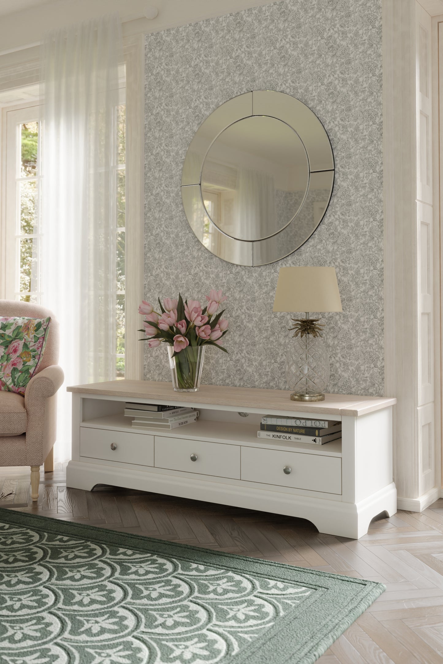 Laura Ashley Dorset Wide TV Unit in White - 3746704 - White Bear Furnishings