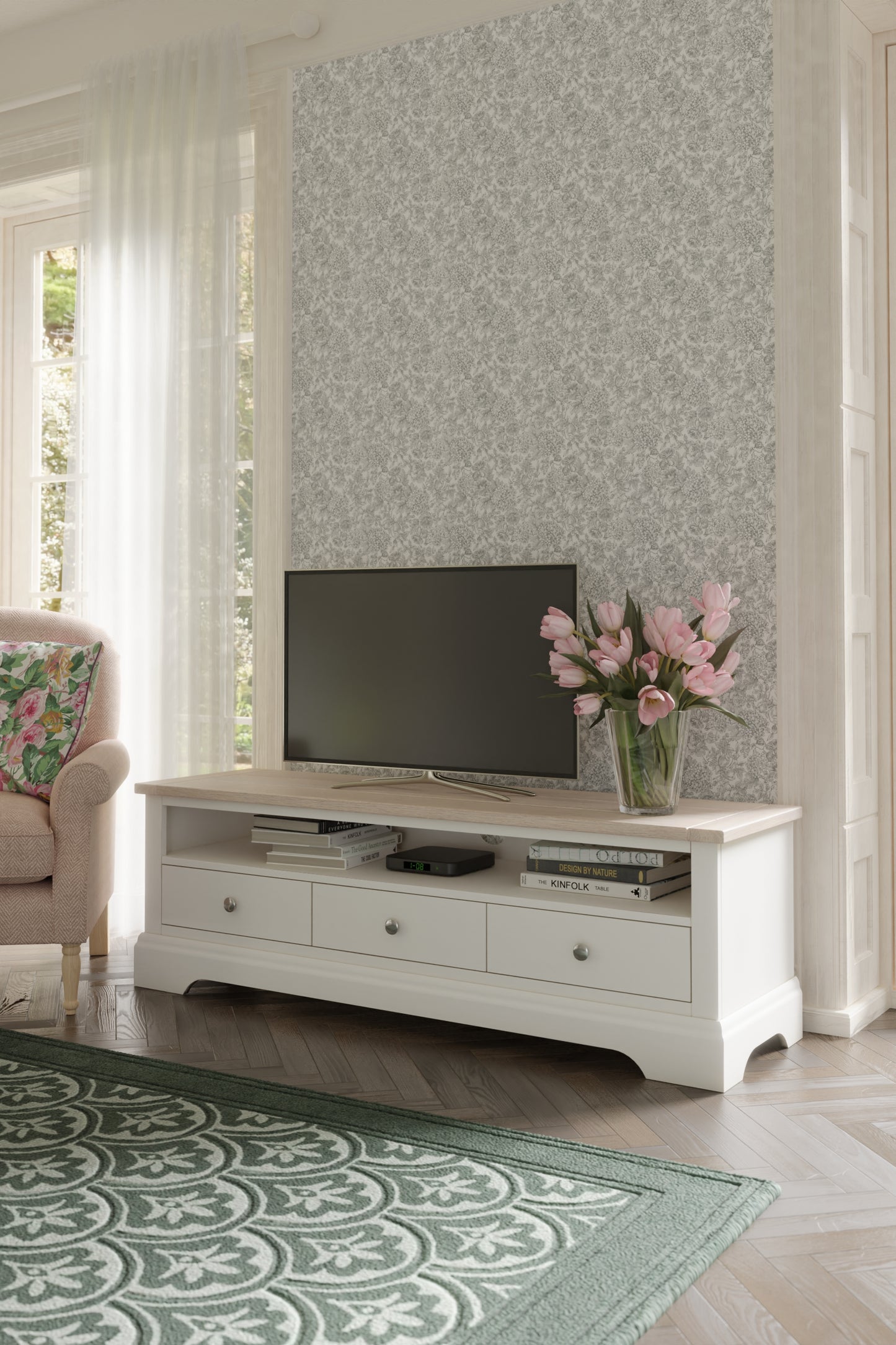 Laura Ashley Dorset Wide TV Unit in White - 3746704 - White Bear Furnishings