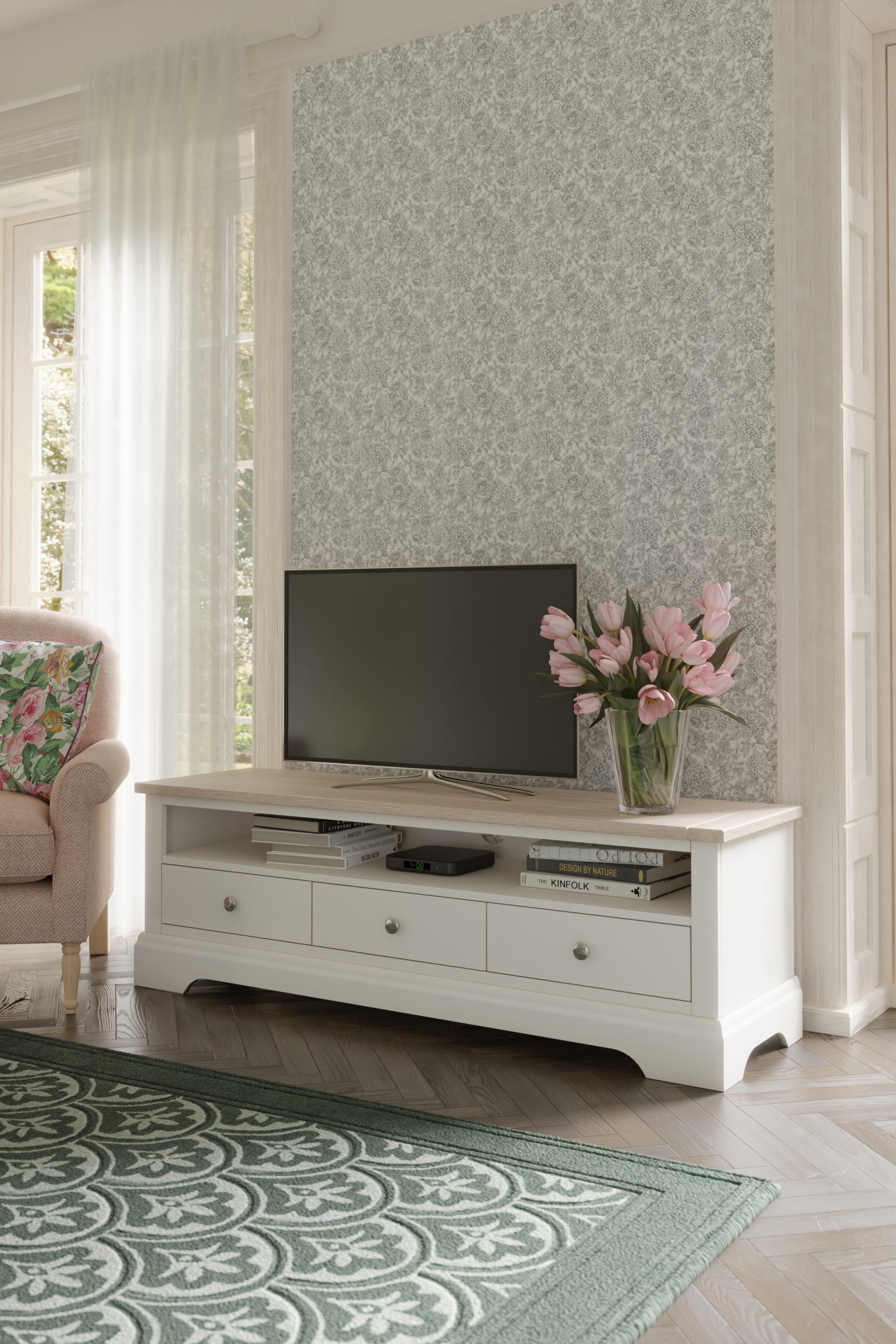 Laura Ashley Dorset Wide TV Unit in White - 3746704 - White Bear Furnishings
