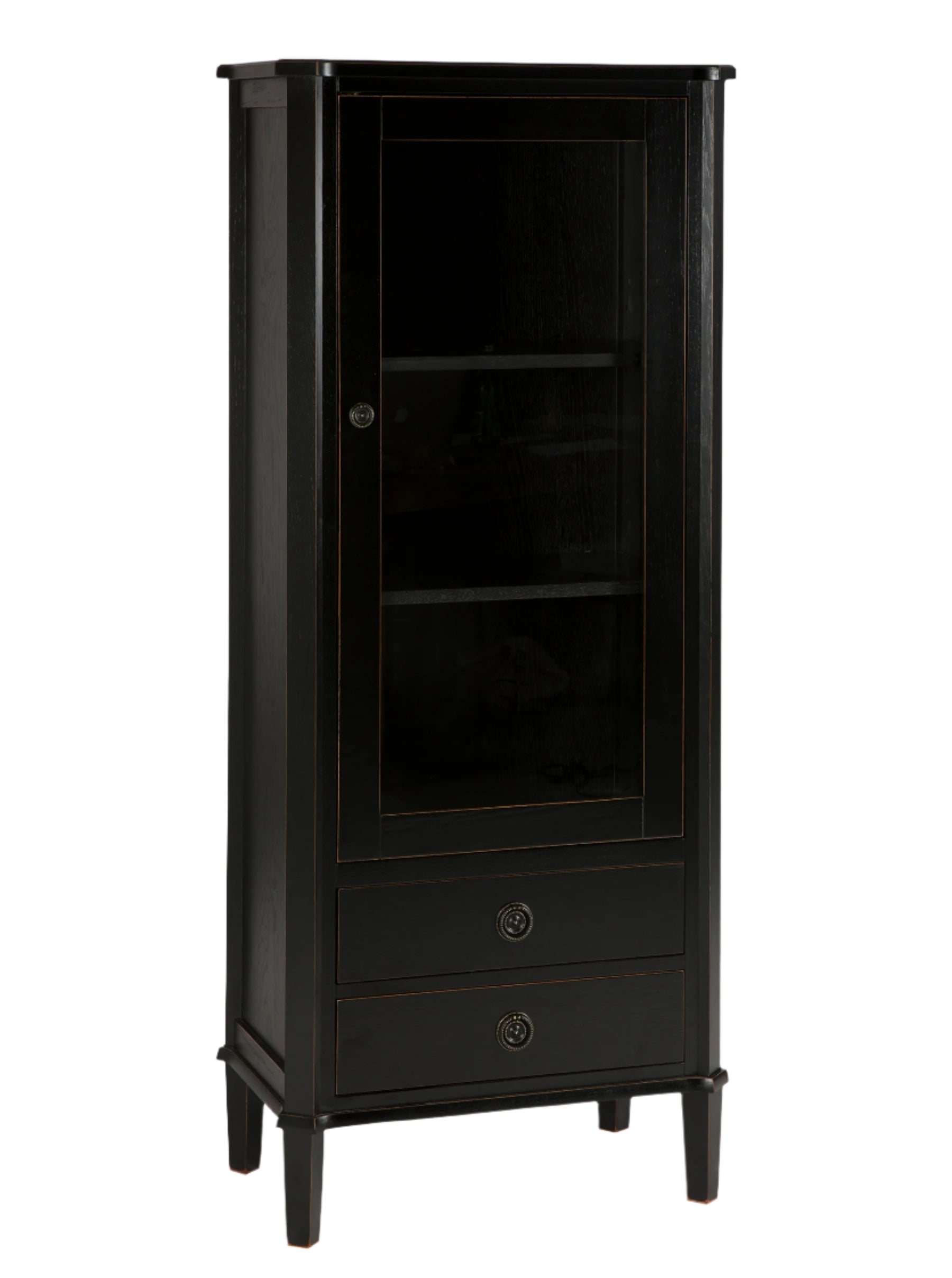 Black cabinet with a drawer on a white background