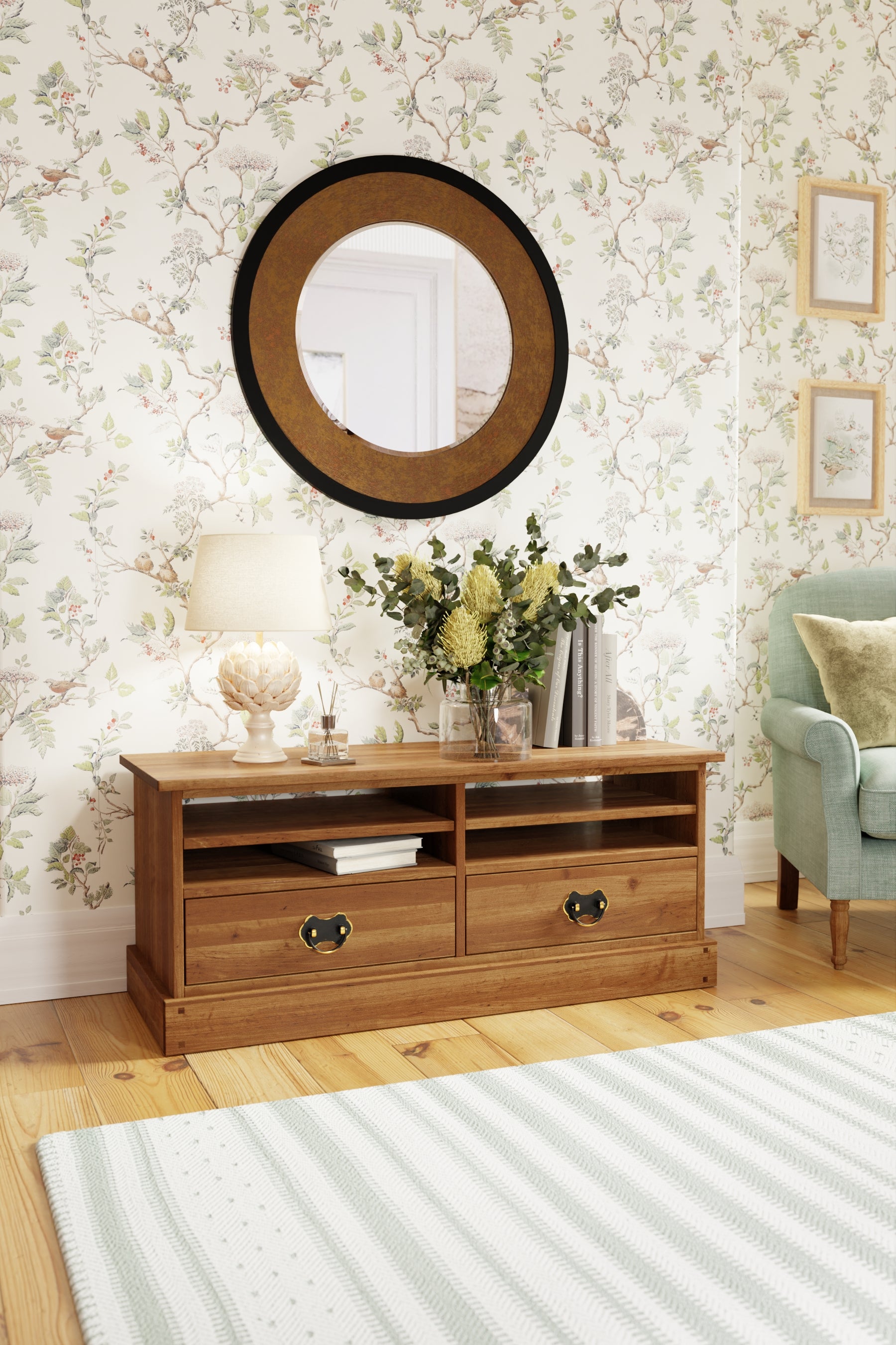 Laura Ashley Garrat 2 Drawer TV Unit in Honey - 3424152 - White Bear Furnishings