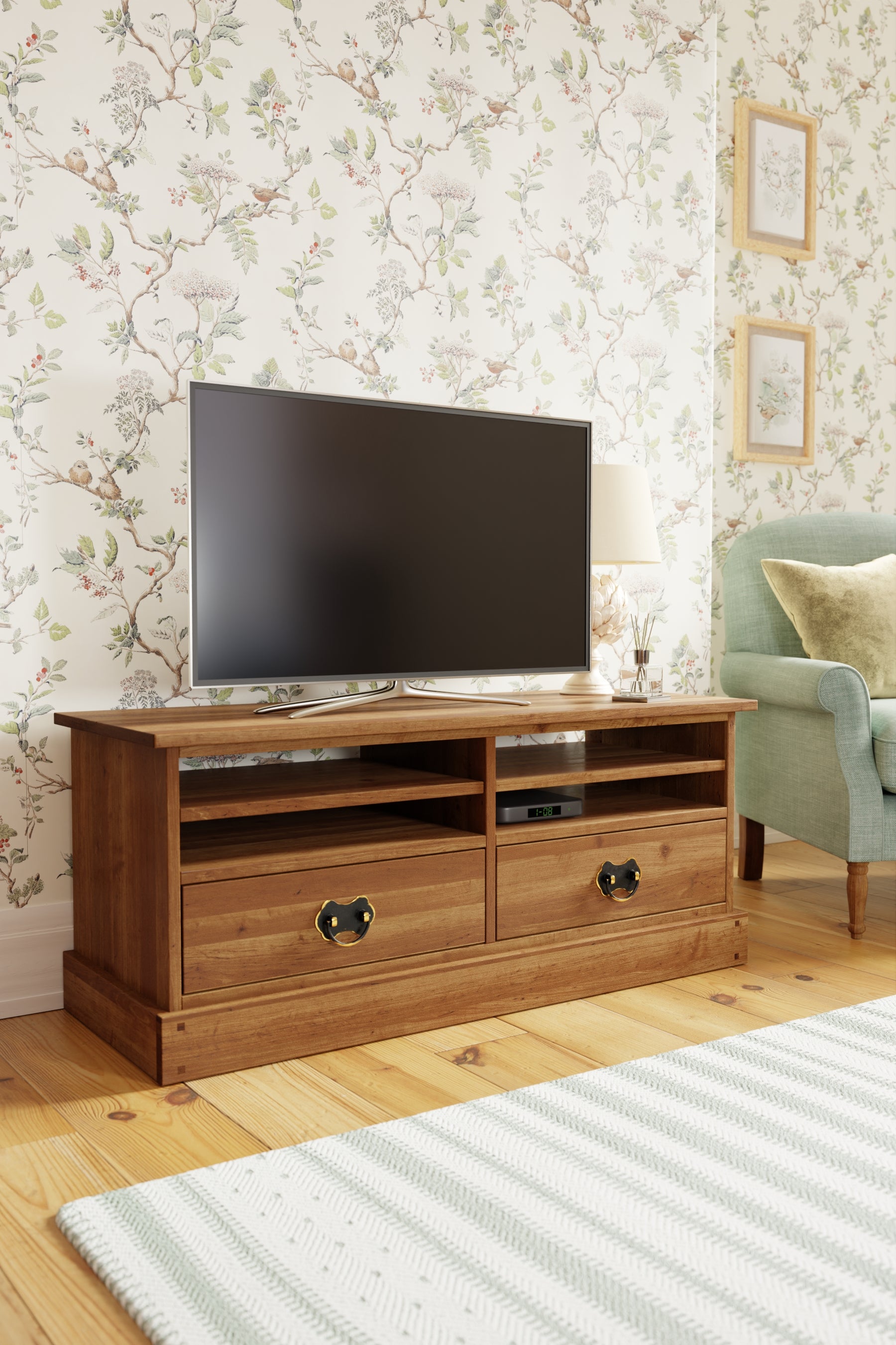 Laura Ashley Garrat 2 Drawer TV Unit in Honey - 3424152 - White Bear Furnishings