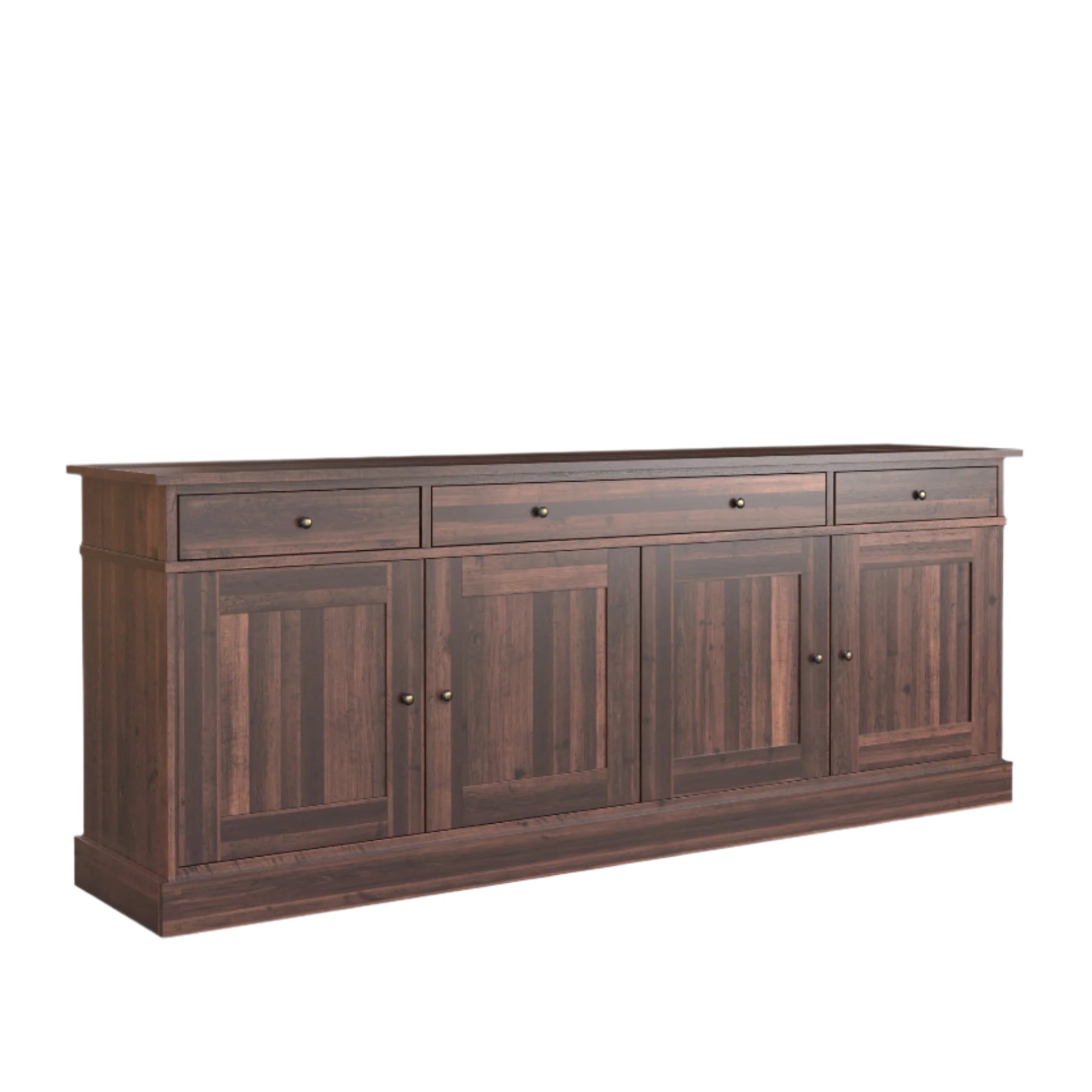 Wooden sideboard with drawers on a white background