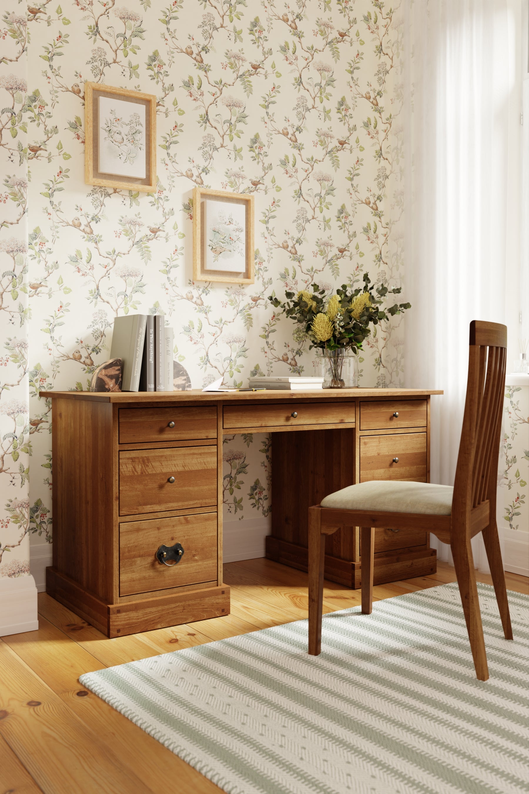 Laura Ashley Garrat 7 drawer Desk in Honey - 3467374 - White Bear Furnishings