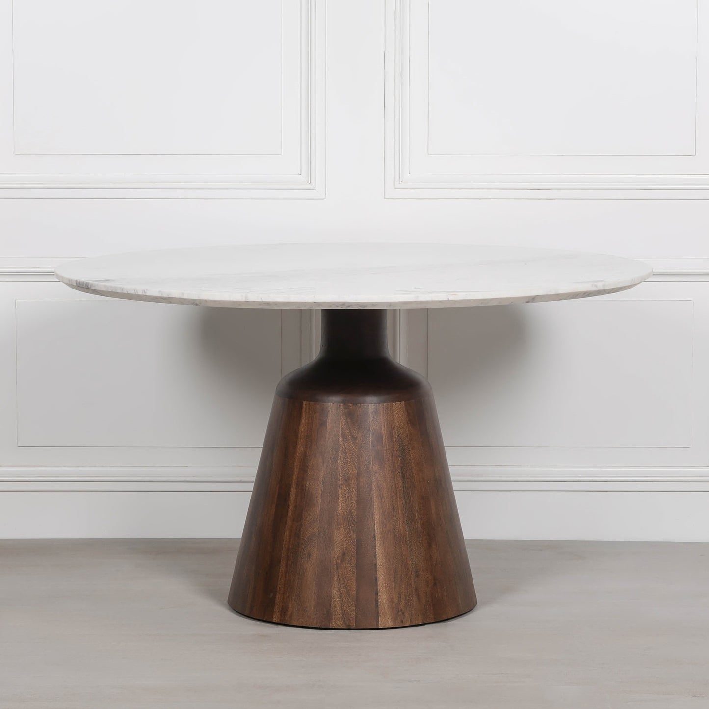 Handcrafted Acacia Wood & Natural Marble Round Dining Table - GMF990