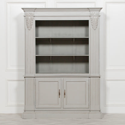 Handcrafted Large Grey Mahogany Open Bookcase with Corbel Detailing - GPF02
