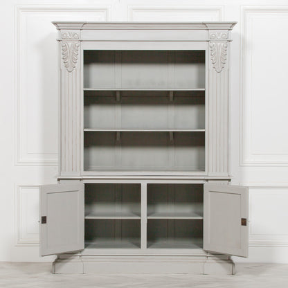 Handcrafted Large Grey Mahogany Open Bookcase with Corbel Detailing - GPF02