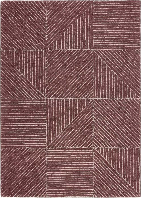 Patterned rug with geometric design in brown and beige tones