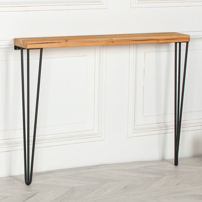 Maison Reproductions Rustic Wooden Hairpin Hall Console Table 77cm