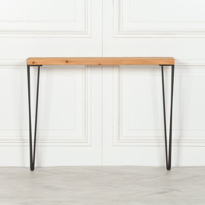 Maison Reproductions Rustic Wooden Hairpin Hall Console Table 77cm