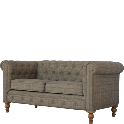 Handcrafted Artisanal Multi Tweed 2 Seat Chesterfield - IN075