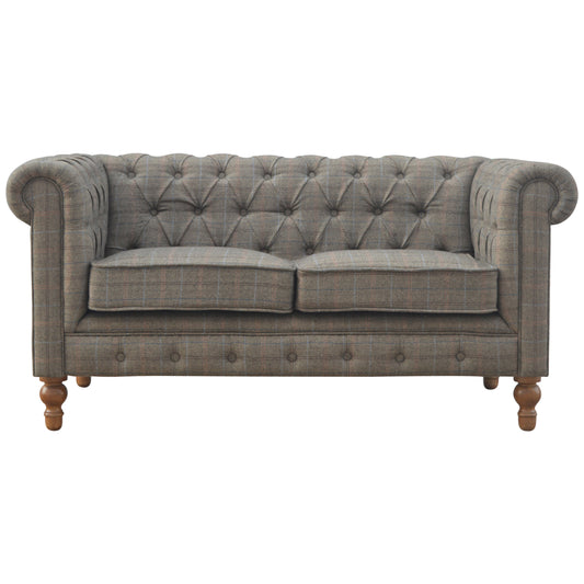 Handcrafted Artisanal Multi Tweed 2 Seat Chesterfield - IN075