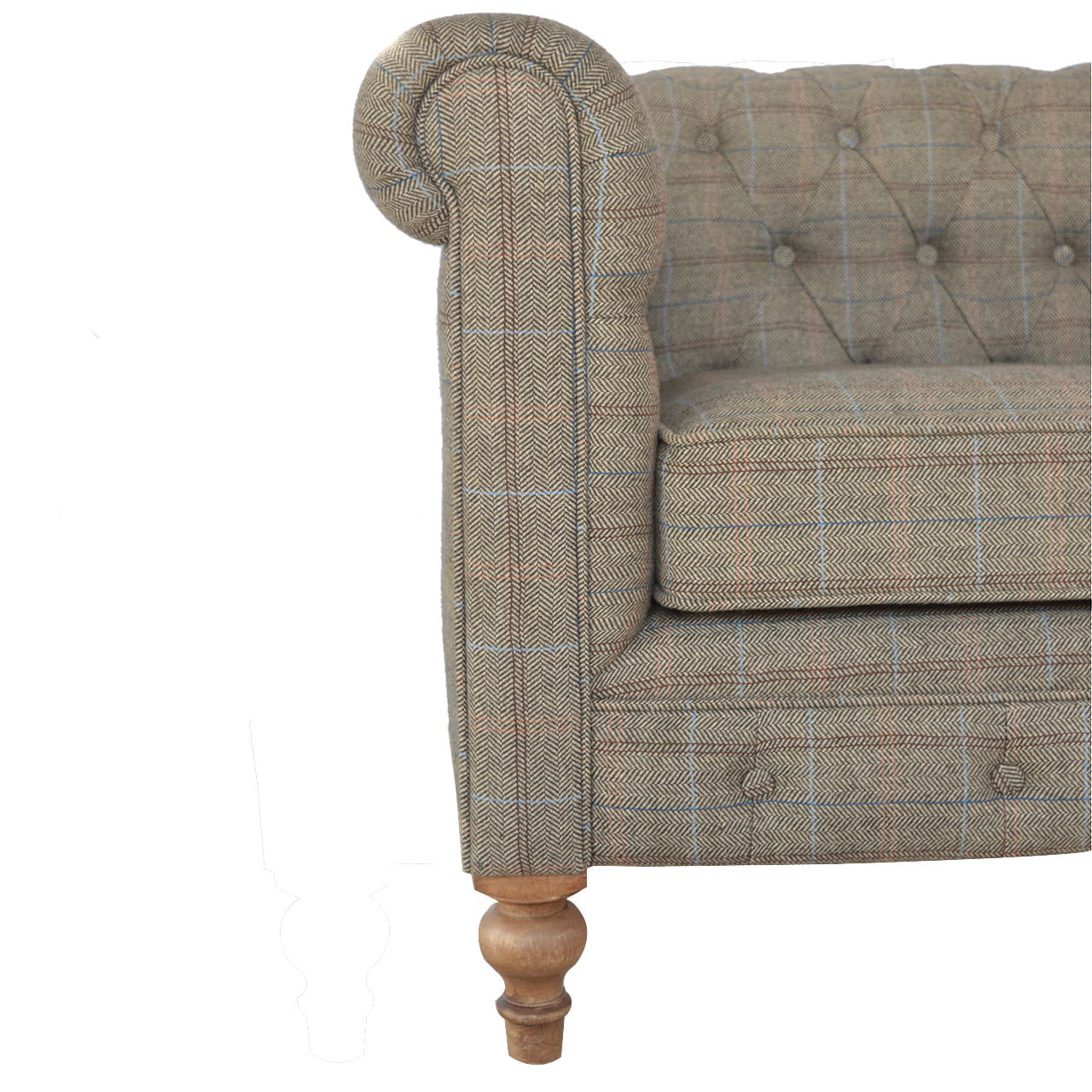 Handcrafted Artisanal Multi Tweed 2 Seat Chesterfield - IN075