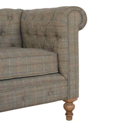 Handcrafted Artisanal Multi Tweed 2 Seat Chesterfield - IN075