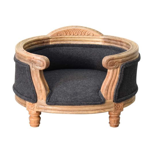 Carved Battleship Tweed Pet Bed - White Bear Furnishings