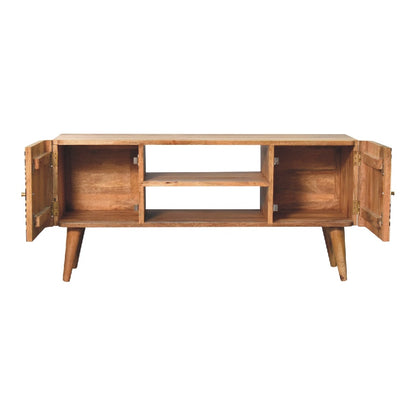 Handcrafted Edessa Solid Mango Wood and Bone Inlay Media Unit – IN3390