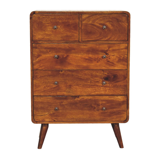 2 over 3 Curved Chestnut Chest - White Bear Furnishings