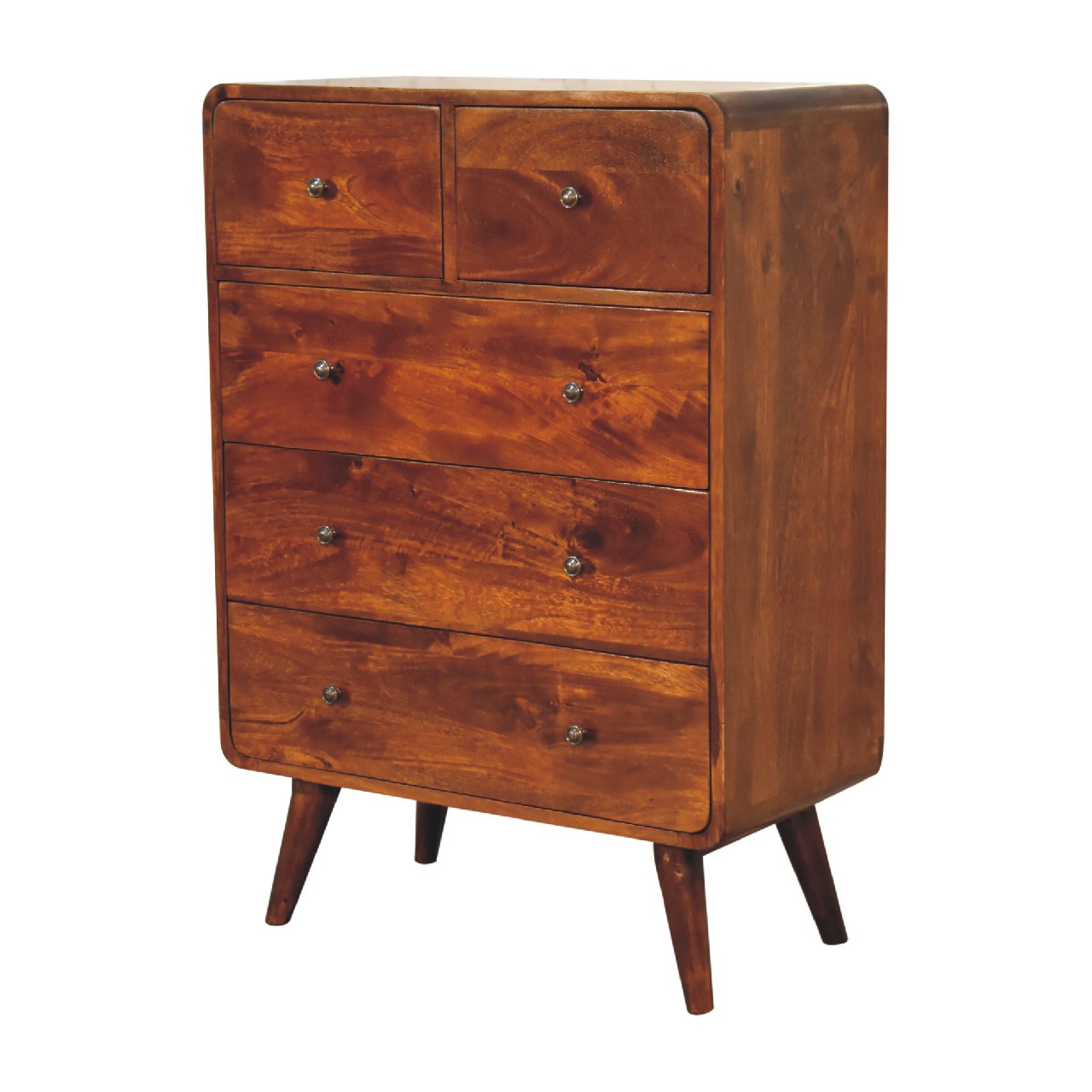 2 over 3 Curved Chestnut Chest - White Bear Furnishings