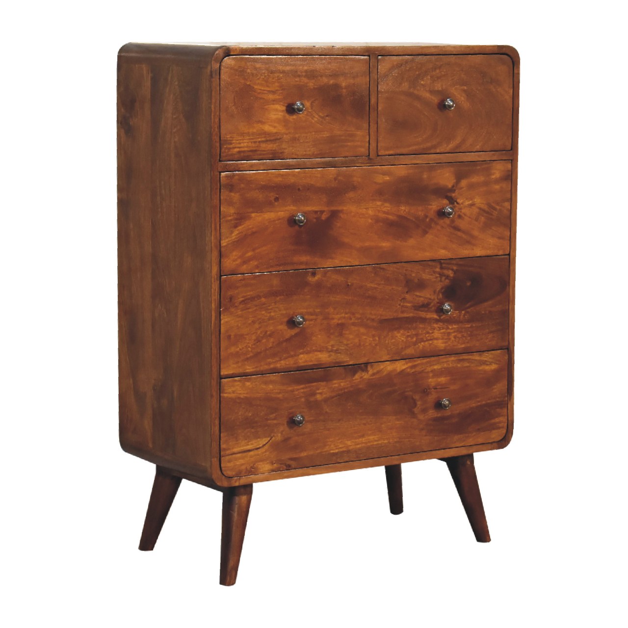 2 over 3 Curved Chestnut Chest - White Bear Furnishings
